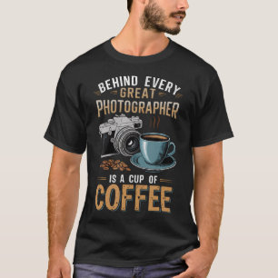 Camiseta Câmera de Café Foto de Cameraman Câmera Engraçado