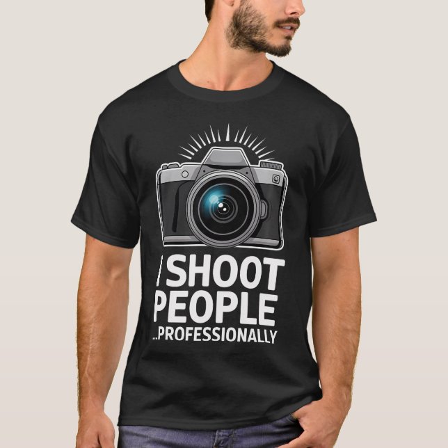 Camiseta Câmera de Fotógrafo Profissional Eu Atiro Pessoas (Frente)