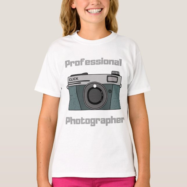 Camiseta Câmera de Fotógrafo Profissional Vintage Retro (Frente)