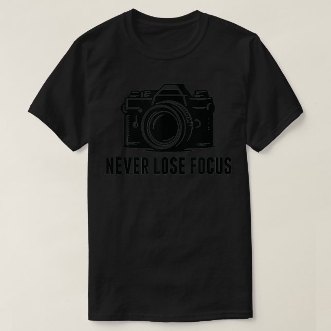 Camiseta Câmera de fotógrafo sem foco no perder (Frente do Design)