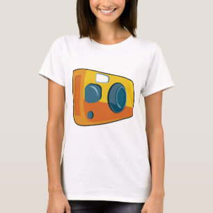 Camiseta Câmera Fotográfica Amarela Retro de Ponto e Dispar