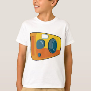 Camiseta Câmera Fotográfica Amarela Retro de Ponto e Tiro