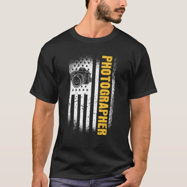 Camiseta Câmera Fotográfica American Flag (Frente)