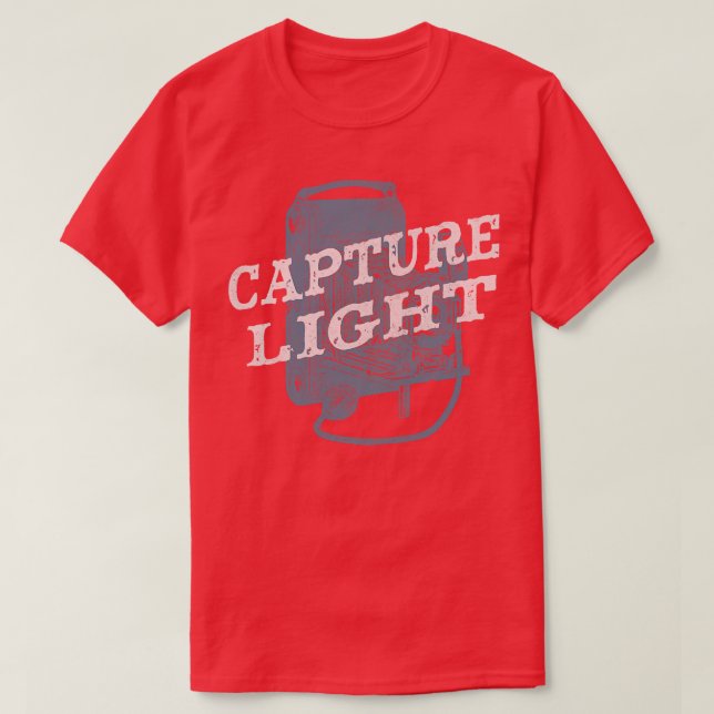 Camiseta Câmera fotográfica de captura de luz (Frente do Design)