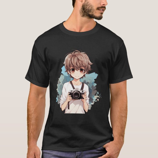 Camiseta Câmera Fotográfica do Anime Boy (Frente)