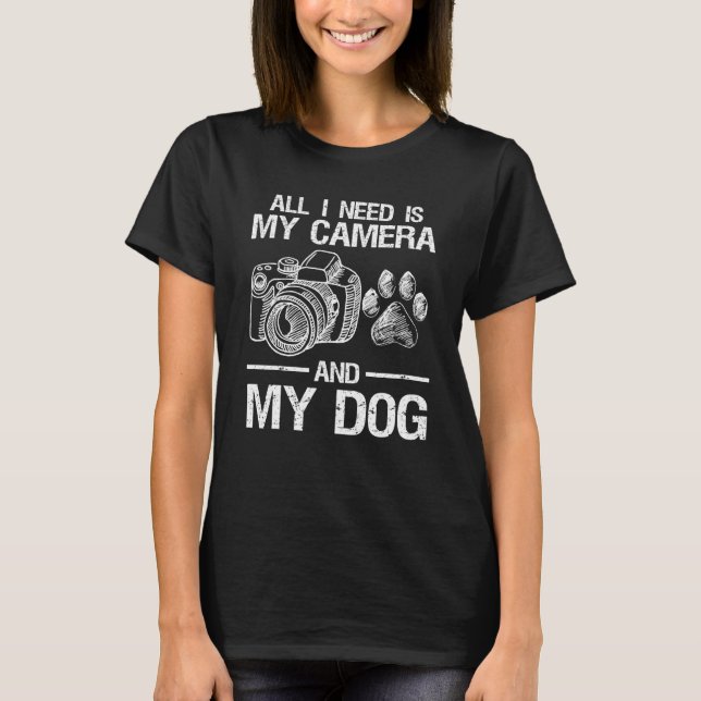 Camiseta Câmera Fotográfica E Cão (Frente)