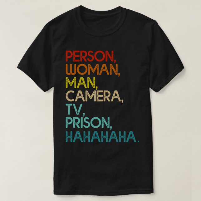Camiseta Câmera Homem Mulher Pessoa Câmera Tv Prisão Engraç (Frente do Design)