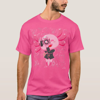 Camiseta Câmera Kawaii Axolotl Fotógrafo Fofo Fotografia