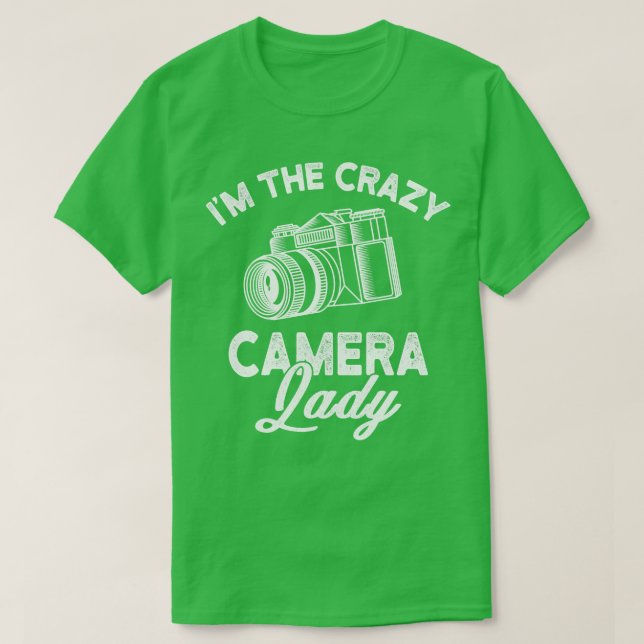 Camiseta Camera Louca Lady Funny Gift (Frente do Design)