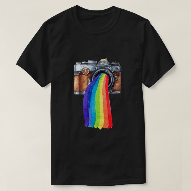 Camiseta Câmera Rainbow Cameraman Fotografia (Frente do Design)