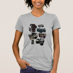 Camiseta câmera retro afligida da fotografia do fotógrafo