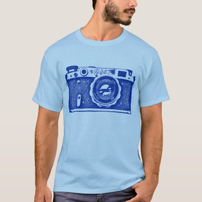 Camiseta Câmera russa gigante soviética - Marinho azul (Frente)