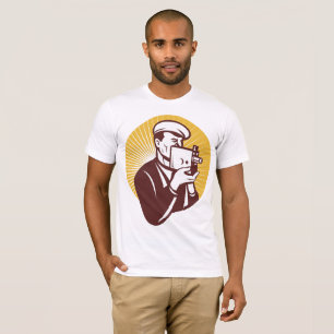 Camiseta Câmeraman Antigo Fotógrafo Retrô