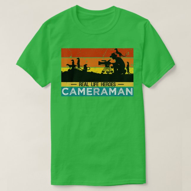 Camiseta Cameraman Wildlife Videographer Oferece Retro Engr (Frente do Design)
