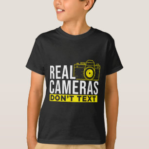 Camiseta Câmeras Reais Não Enviam Mensagens de Texto Fotogr