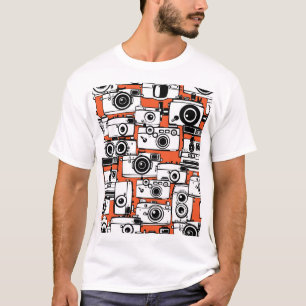 Camiseta Câmeras Vintage, padrão perfeito.