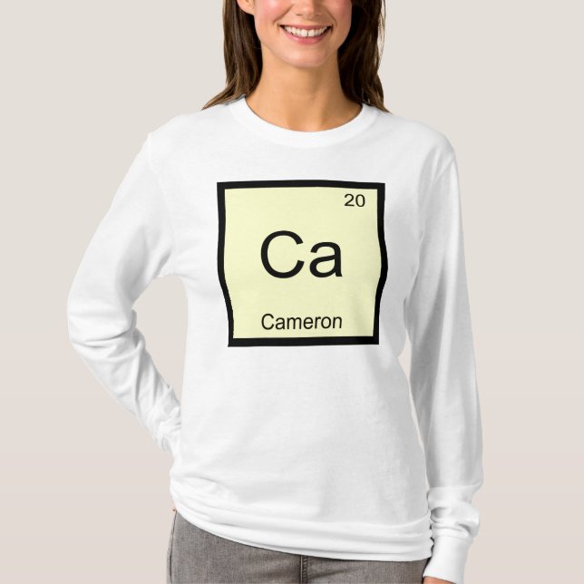 Camiseta Cameron Name Chemistry Elemento Mesa Periódica (Frente)