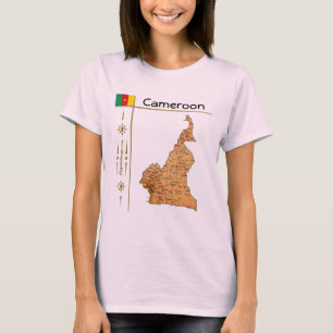 Camiseta Cameroon Mapa + Bandeira + Título T-Shirt