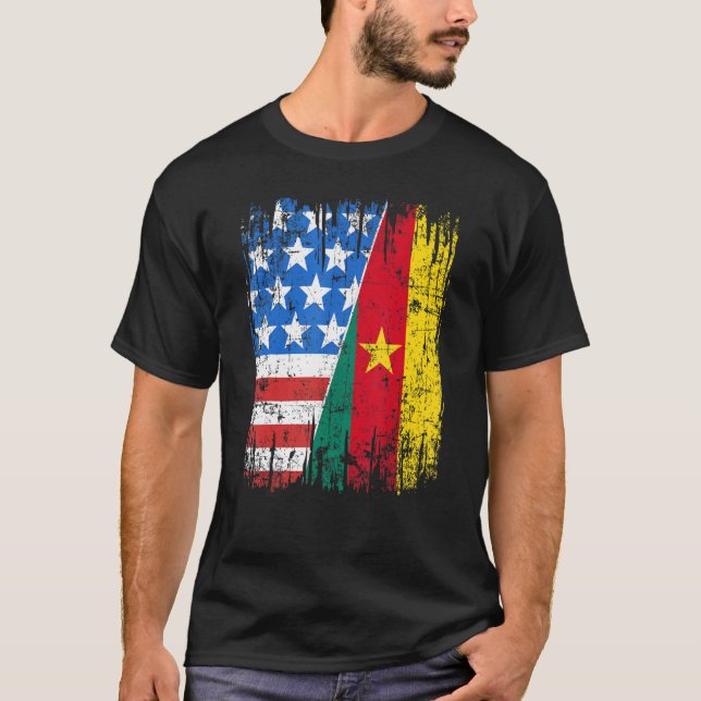 Camiseta Cameroonian American Flag Cameroon Usa (Frente)