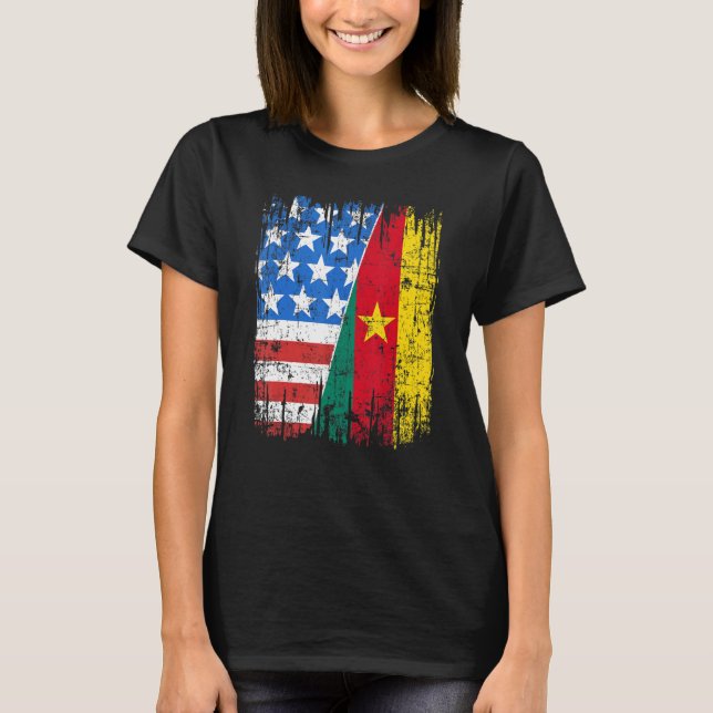 Camiseta Cameroonian American Flag Cameroon Usa (Frente)