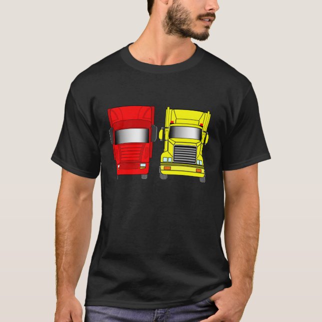Camiseta Camião vermelho do amarelo do camião (Frente)