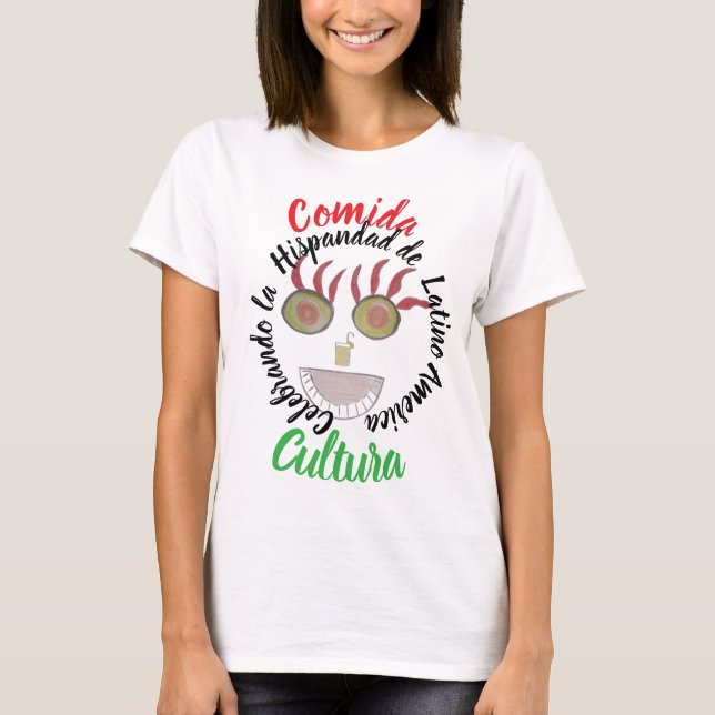 Camiseta Camida Cultura Hispânica mês do patrimônio T-Shirt (Frente)