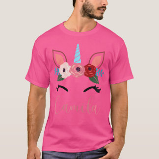 Camiseta Camila Mágica Floral Unicórnio Fofo Para Meninas