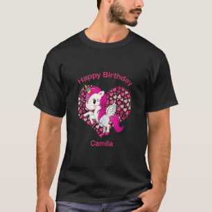 Camiseta Camila Unicórnio Nome Aniversário Menina Festa de