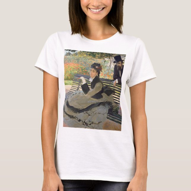 Camiseta Camille Monet sobre um Bench Claude Monet (Frente)