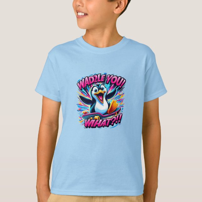 Camiseta "CAMINHÃ VOCÊ! O QUE?!!" Pinguim Skate (Frente)