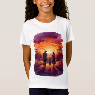 Camiseta Caminhada Familiar ao Pôr do Sol em Aquarela – Art