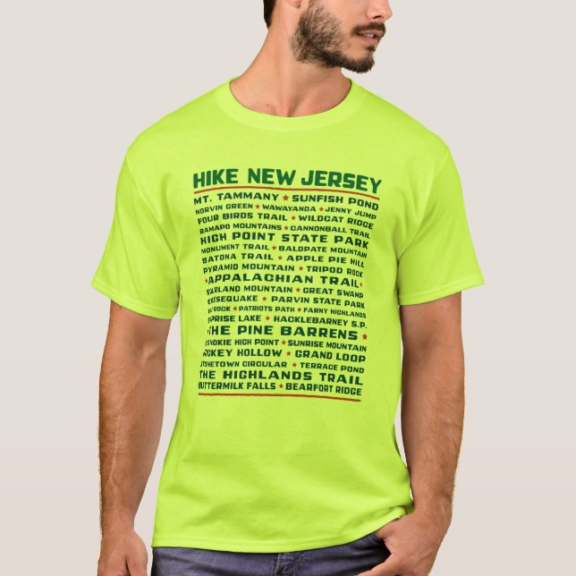 Camiseta Caminhada New-jersey (fugas) - verde da segurança (Frente)