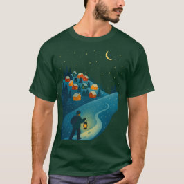 Camiseta Caminhada Noturna com Lanterna na Vila de Inverno