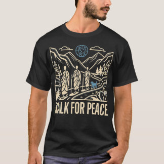 Camiseta Caminhada pela Paz Linha de Aloka Monks Cão Pombo