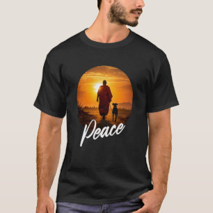 Camiseta Caminhada pela Paz u2013 Monge com Aloka Cachorro
