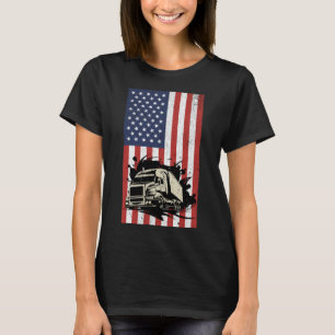 Camiseta Caminhando com a bandeira dos EUA com o caminhão V
