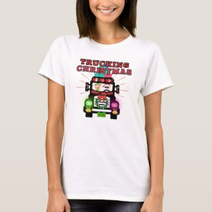Camiseta Caminhando de Natal com Papai Noel na Roda