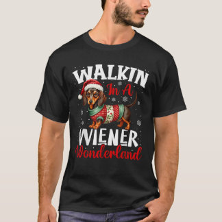 Camiseta Caminhando em um Wiener Wonderland Preto Unisex Ad