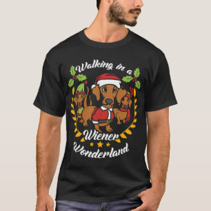 Camiseta Caminhando em um Wonderland Papais noeis Dachshund