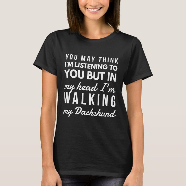 Camiseta Caminhando Meu Dachshund (Frente)