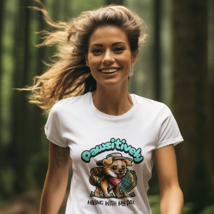 Camiseta Caminhando pawsitivamente com meu amigo