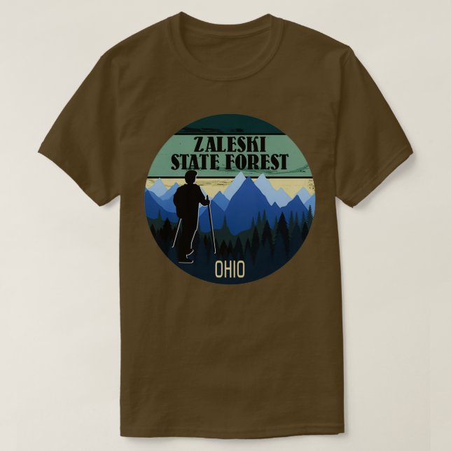 Camiseta Caminhando pela Floresta Estadual de Zaleski Ohio  (Frente do Design)
