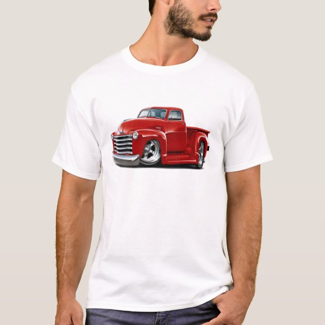 Camiseta Caminhão 1950-52 do vermelho de Chevy (Frente)
