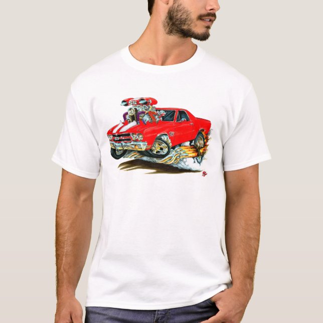 Camiseta Caminhão 1970 Vermelho-Branco do EL Camino (Frente)