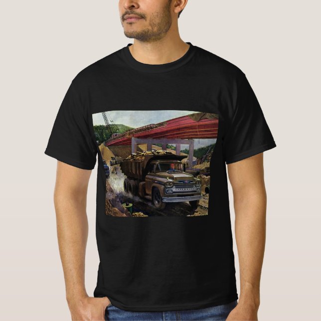 Camiseta Caminhão Basculante de Negócios Antigo em um Cante (Frente)