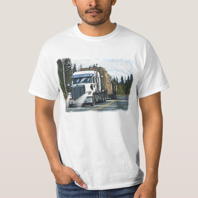 Camiseta Caminhão Branco com Balas de Hay para Caminhoneiro (Frente)