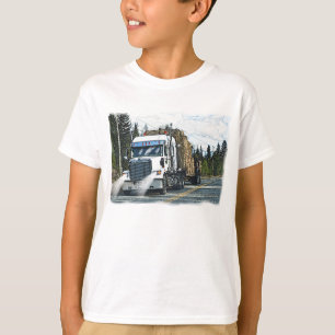 Camiseta Caminhão branco com os pacotes de feno para