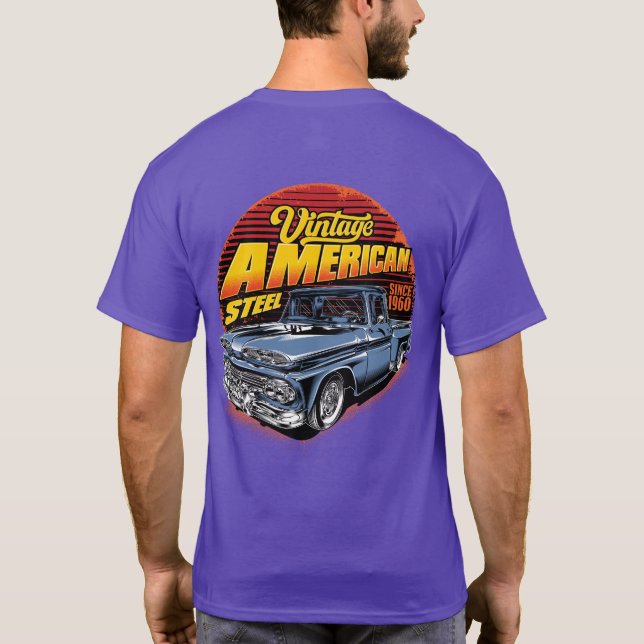 Camiseta Caminhão Clássico Americano de Aço Vintage (Verso)