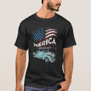 Camiseta Caminhão clássico - Bandeira Americana Merica com 