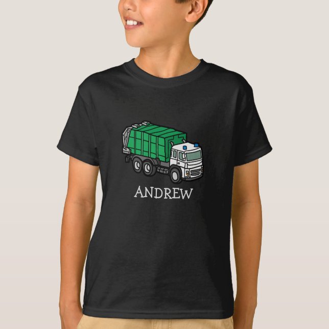 Camiseta Caminhão Clássico de Lixo/Reciclar com Nome para C (Frente)